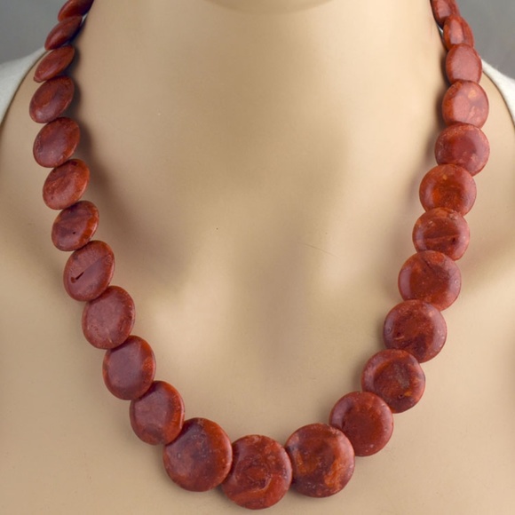 BG Designs Jewelry - Graduated Sponge Coral Lentil Bead Necklace Set